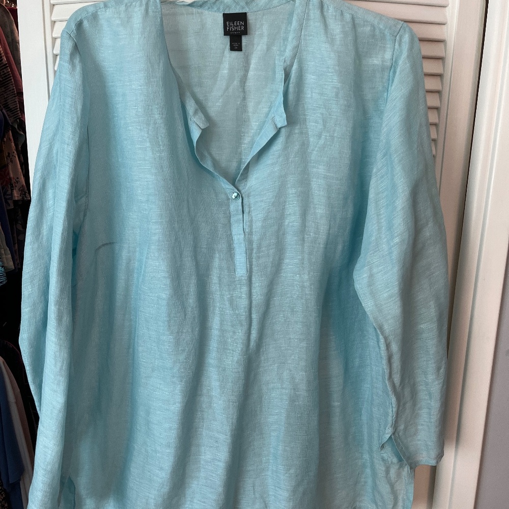 Eileen Fisher Aqua Linen tunic 2x